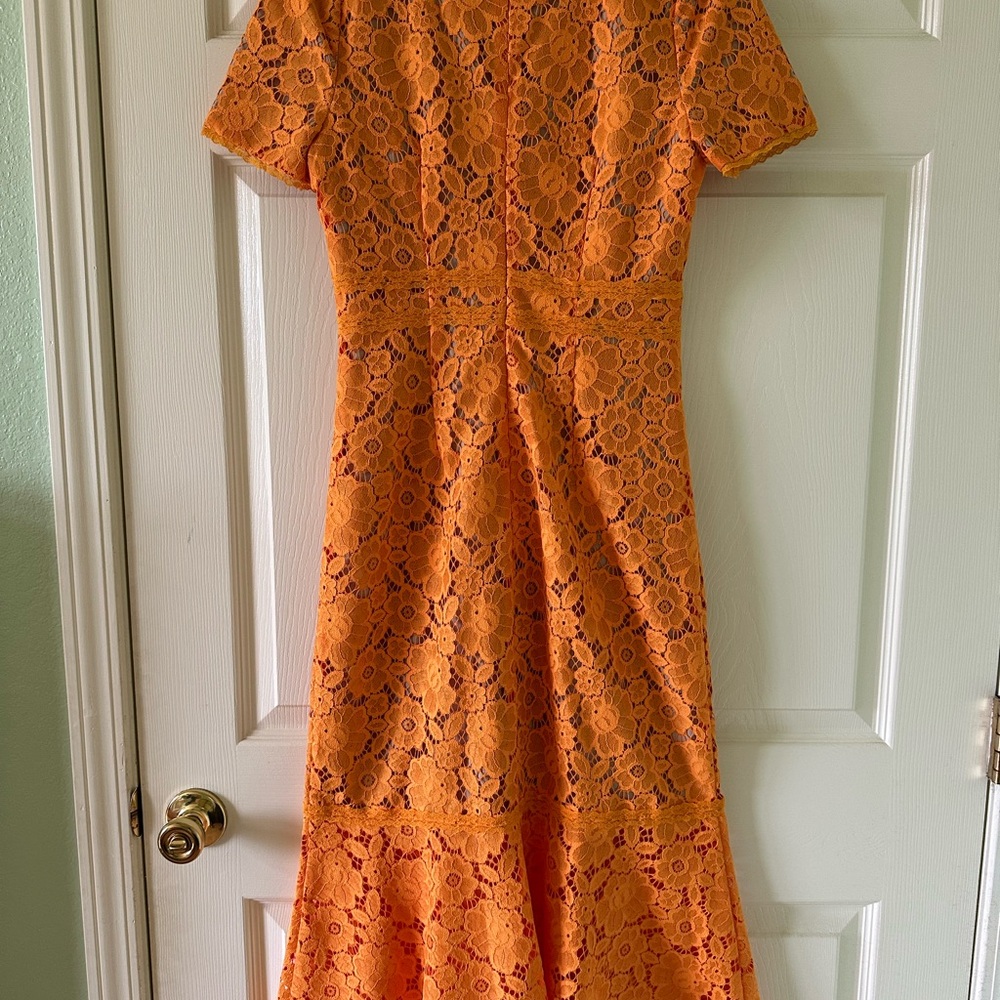 👗 🌟 Anthropologie Rachel Parcell Orange Lace Midi Dress S like XS 0 2 Wedding - Picture 13 of 13